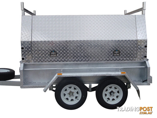 8x5 Tandem Galvanised With 410mm Deep Checker Plate Sides & Aluminium Jack Off Tradesman Canopy - photo 3 of 12