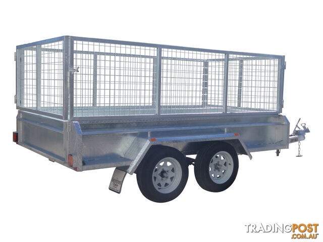 10x5 Tandem Heavy Duty Galvanised With 410mm Deep Checker Plate Sides & 800mm Removable Mesh Cage Including Front & Rear Gates