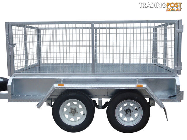 8x5 Tandem Heavy Duty Galvanised With 300mm Checker Plate Sides & 800mm Removable Mesh Cage Including Front & Rear Gates - photo 2 of 9
