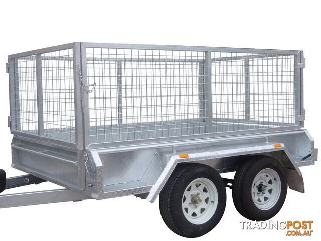8x5 Tandem Heavy Duty Galvanised With 300mm Checker Plate Sides & 800mm Removable Mesh Cage Including Front & Rear Gates - photo 4 of 9