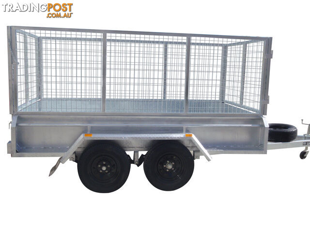 10x5 Tandem Heavy Duty Galvanised With 410mm Deep Checker Plate Sides & 1000mm Removable Mesh Cage Including Front & Rear Gates