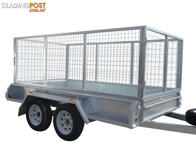 10x5 Tandem Heavy Duty Galvanised With 300mm Checker Plate Sides & 1000mm Removable Mesh Cage Including Front & Rear Gates