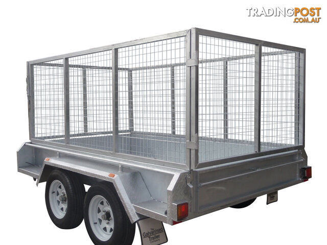 9x5 Tandem Heavy Duty Galvanised With 300mm Checker Plate Sides & 1000mm Removable Mesh Cage Including Front & Rear Gates