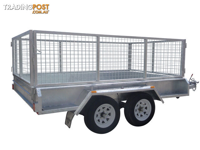 9x6 Tandem Heavy Duty Galvanised With 300mm Checker Plate Sides & 800mm Removable Mesh Cage Including Front & Rear Gates