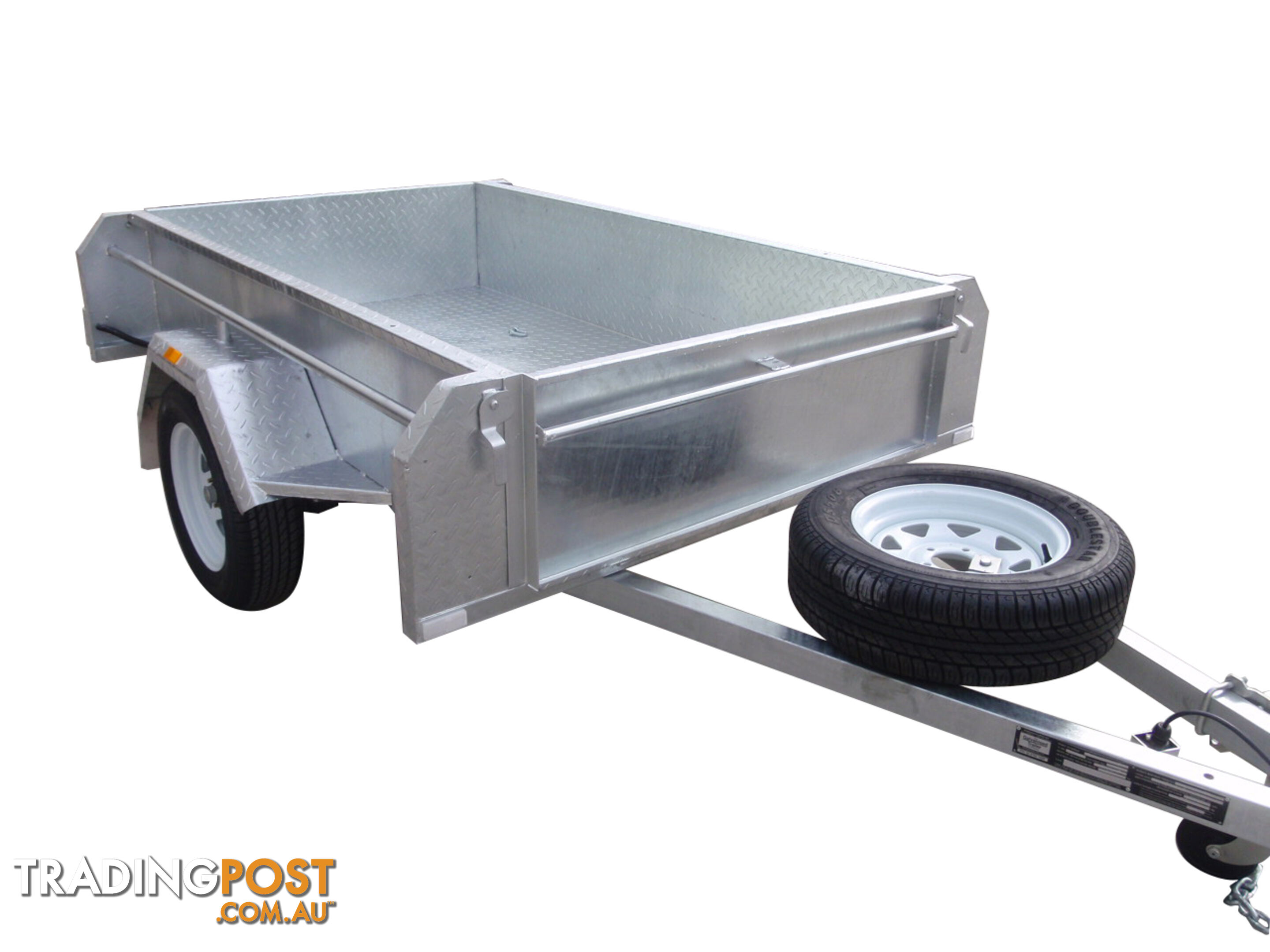 7x4 Single Axle Heavy Duty Galvanised With Full Checker Plate Design & Deep 410mm Sides