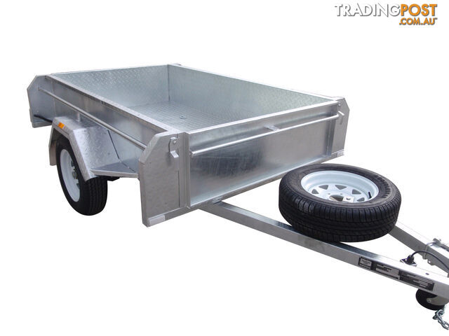 7x4 Single Axle Heavy Duty Galvanised With Full Checker Plate Design & Deep 410mm Sides