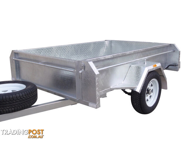 7x4 Single Axle Heavy Duty Galvanised With Full Checker Plate Design & Deep 410mm Sides