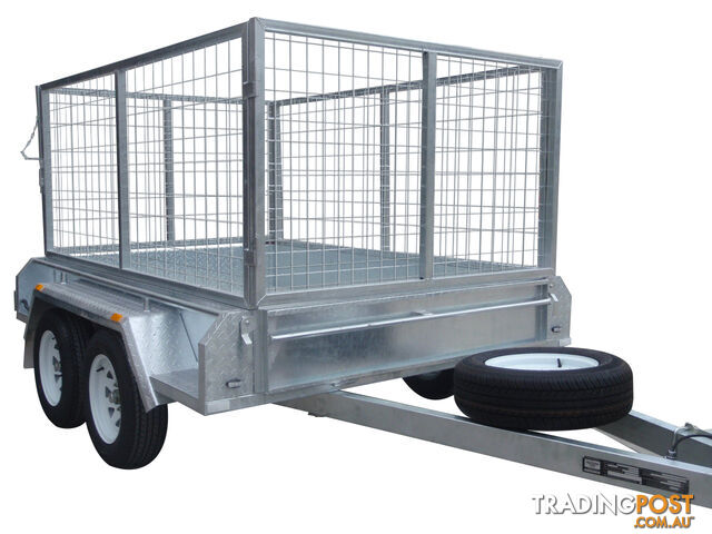 8x5 Tandem Heavy Duty Galvanised With 300mm Checker Plate Sides & 1000mm Removable Mesh Cage Including Front & Rear Gates - photo 4 of 9