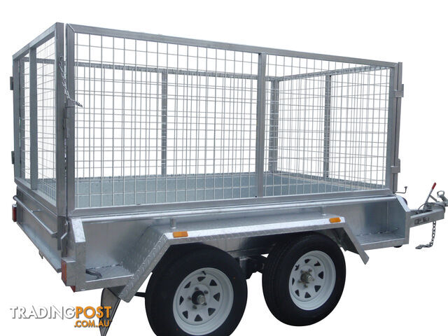 8x5 Tandem Heavy Duty Galvanised With 300mm Checker Plate Sides & 1000mm Removable Mesh Cage Including Front & Rear Gates