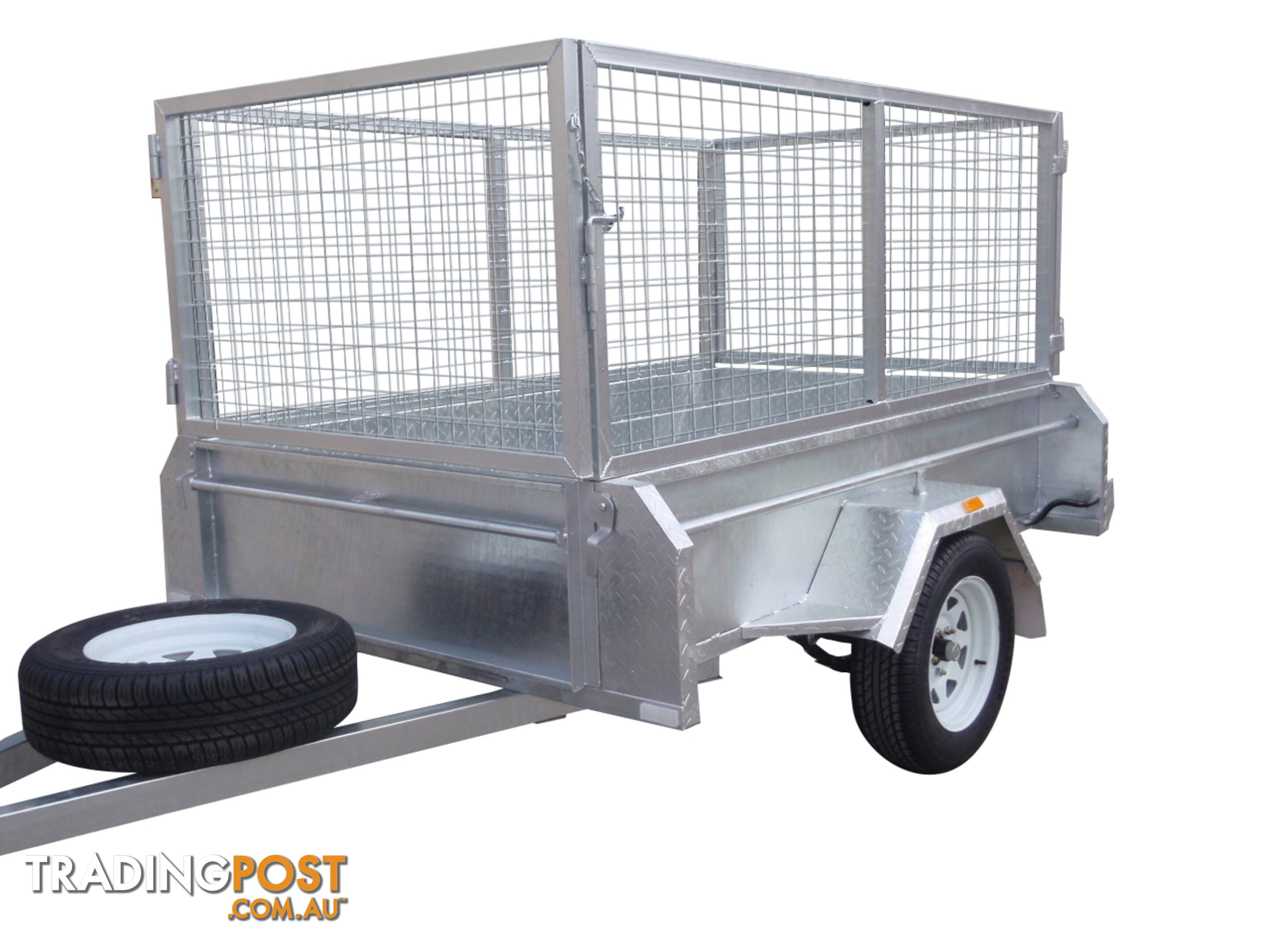 7X4 Single Axle Heavy Duty Galvanised With 800mm Removable Mesh Cage Including Front & Rear Gates