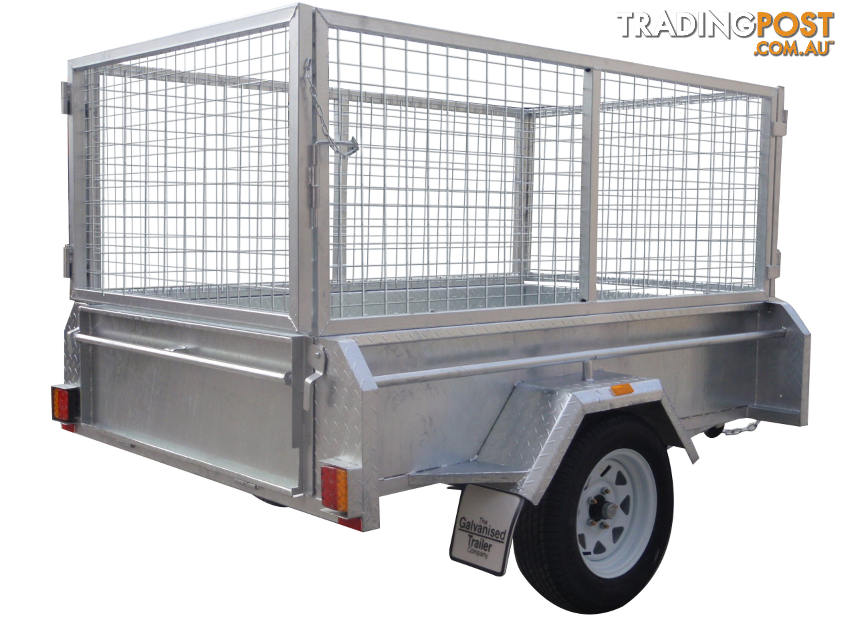 7X4 Single Axle Heavy Duty Galvanised With 800mm Removable Mesh Cage Including Front & Rear Gates