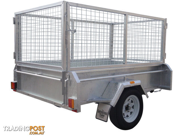 7X4 Single Axle Heavy Duty Galvanised With 800mm Removable Mesh Cage Including Front & Rear Gates