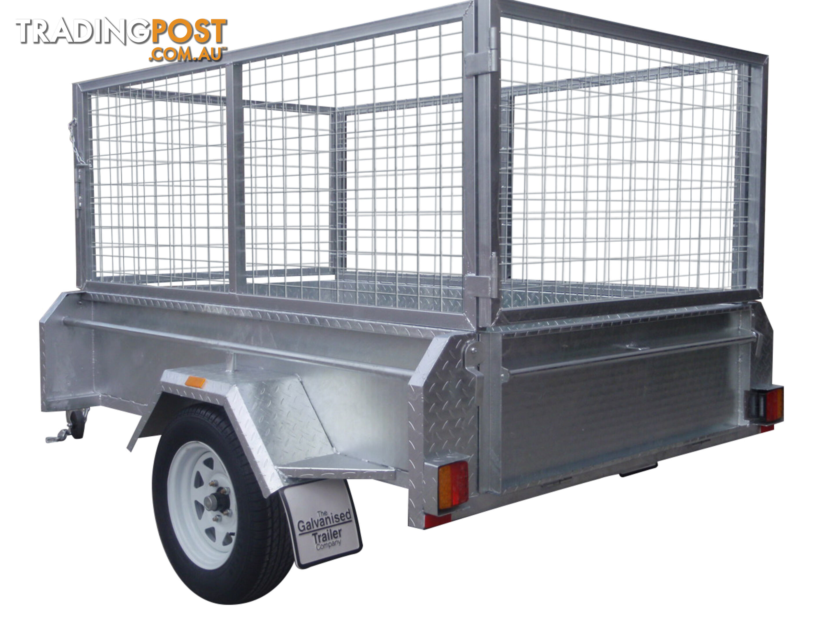 7X4 Single Axle Heavy Duty Galvanised With 800mm Removable Mesh Cage Including Front & Rear Gates