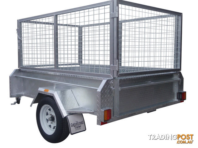 7X4 Single Axle Heavy Duty Galvanised With 800mm Removable Mesh Cage Including Front & Rear Gates