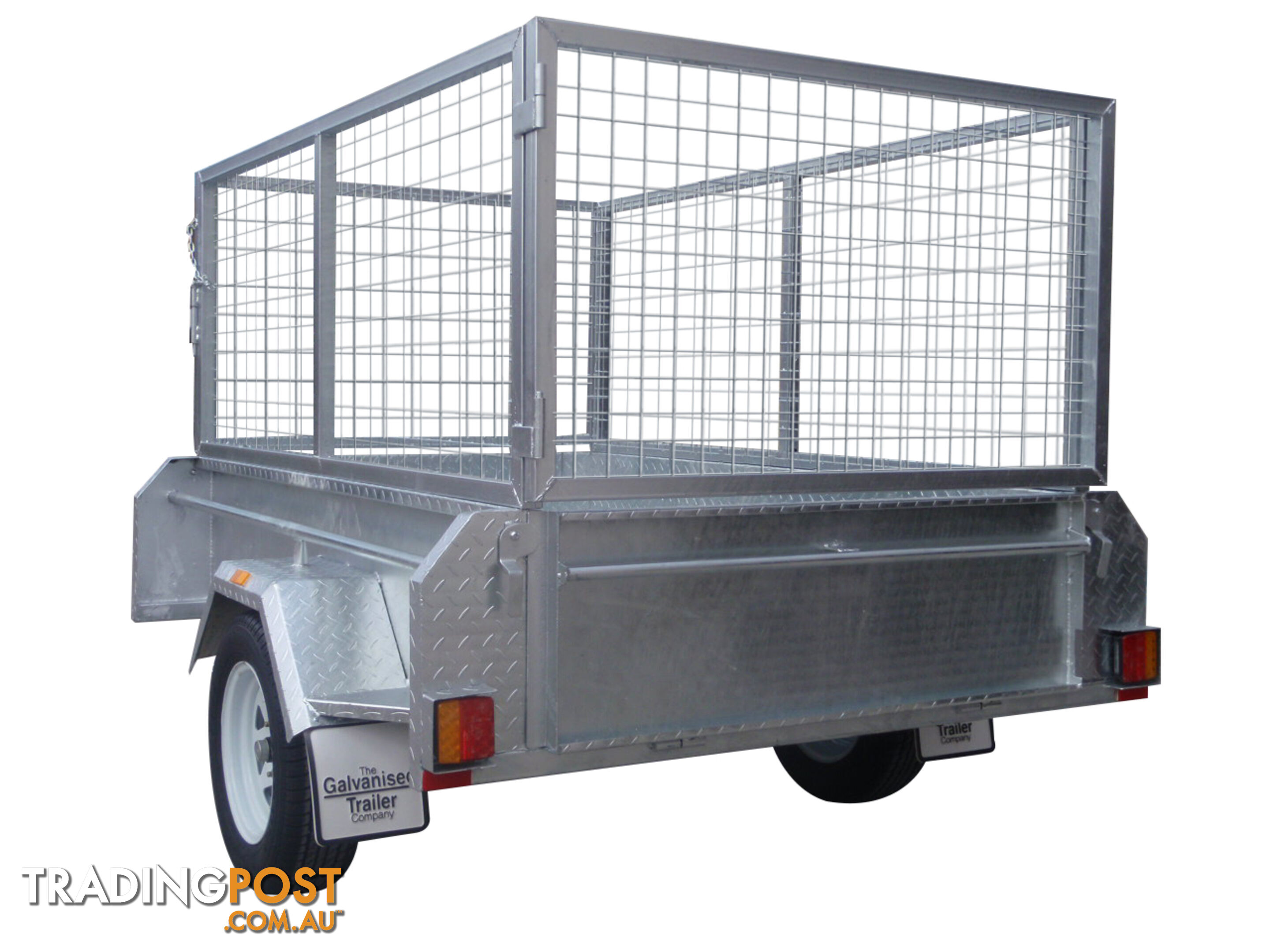 7X4 Single Axle Heavy Duty Galvanised With 800mm Removable Mesh Cage Including Front & Rear Gates