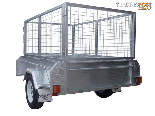 7X4 Single Axle Heavy Duty Galvanised With 800mm Removable Mesh Cage Including Front & Rear Gates