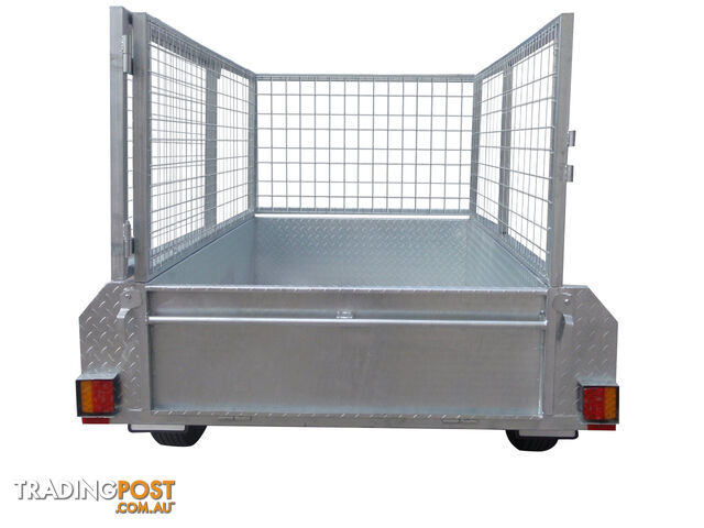 7X4 Single Axle Heavy Duty Galvanised With 800mm Removable Mesh Cage Including Front & Rear Gates