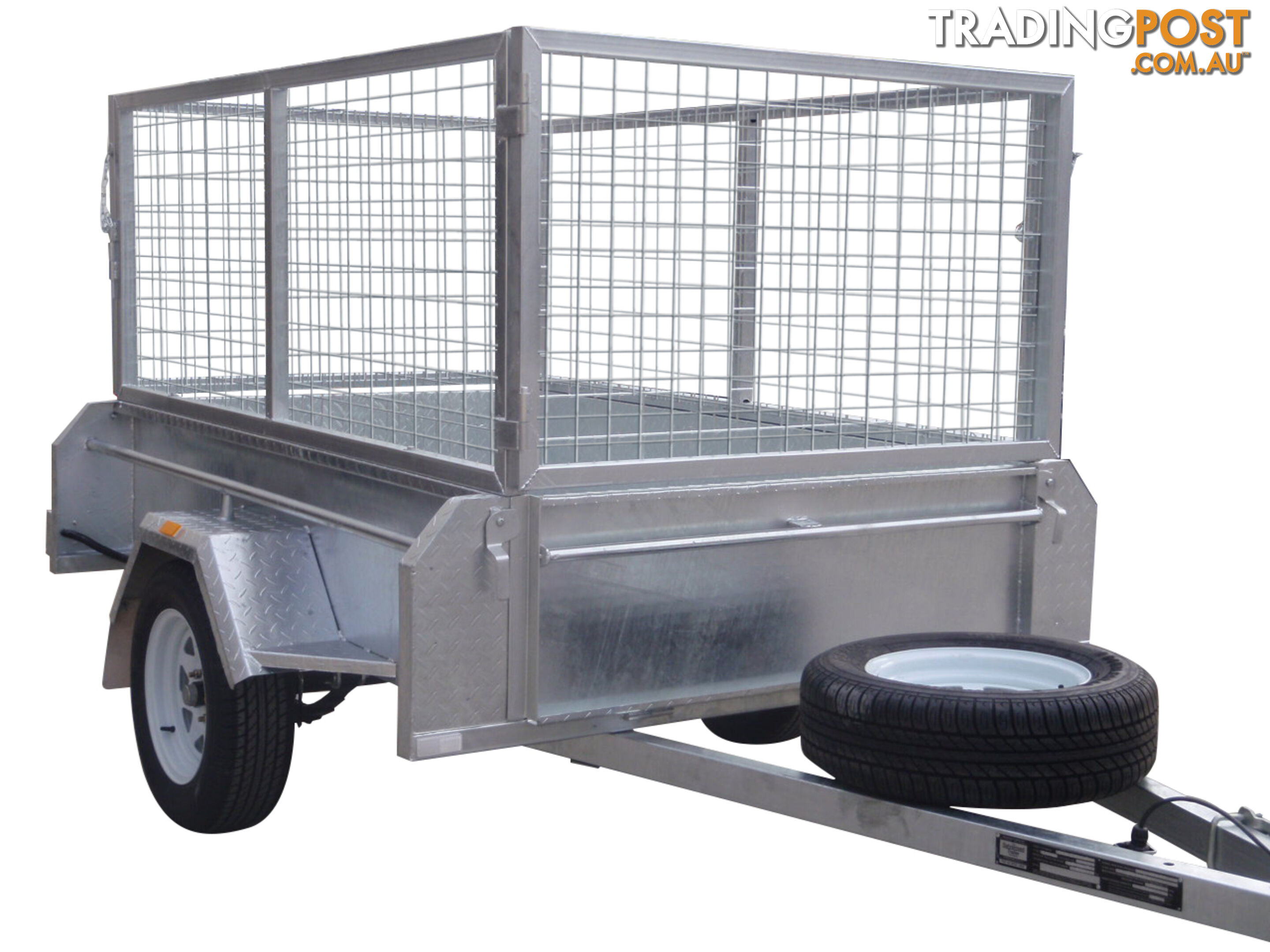 7X4 Single Axle Heavy Duty Galvanised With 800mm Removable Mesh Cage Including Front & Rear Gates