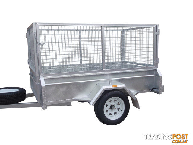 7X4 Single Axle Heavy Duty Galvanised With 800mm Removable Mesh Cage Including Front & Rear Gates