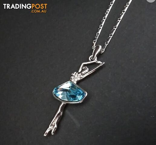 Aquamarine Ballerina Pendant Necklace - Handcrafted in England