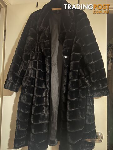 Taking Shape Black Faux Fur Jacket Size 18