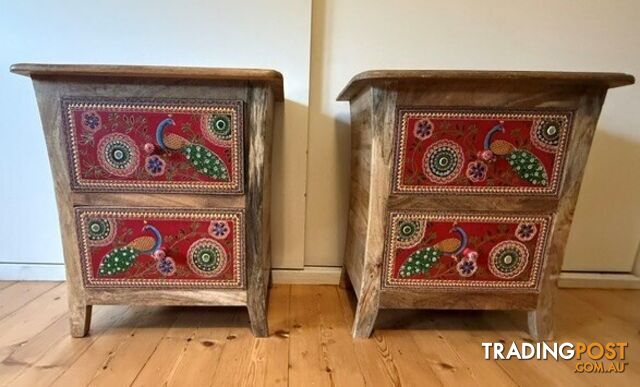 Stylish & unique Ishka bedside table pair - AS NEW!