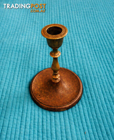Antique I Think Brass Candlestick Holder About 12cms Tall Great Item