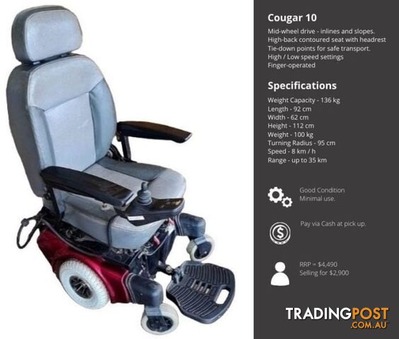 Power Chair - Cougar 10 - VGC - With Safety Certificate