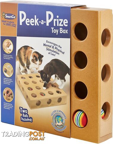 SmartCat Peek-and-Prize Large Toy Box Wooden Cat Toy - 3833