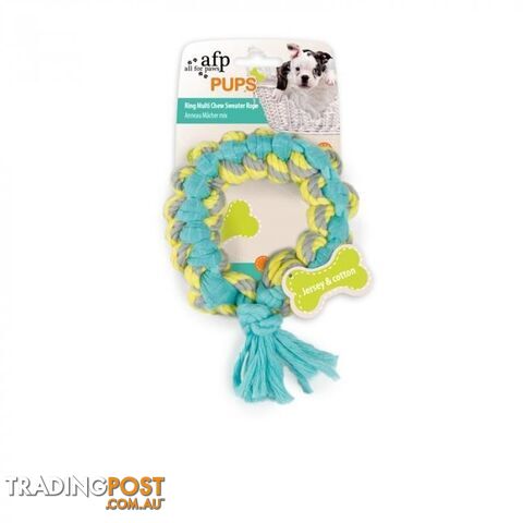 All For Paws Pups Multi Chew Sweater Rope Ring - AFP4737