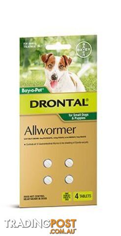 Drontal All-Wormer for Dogs & Puppies up to 3kg - 4 Pack - 1891010