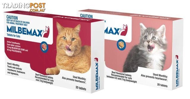 Milbemax for Cats 2kg to 8kg - 20 Pack - 1890906