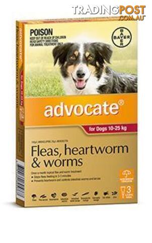 Advocate for Dogs 10kg - 25kg (Red) - 3 Pack - 1891280