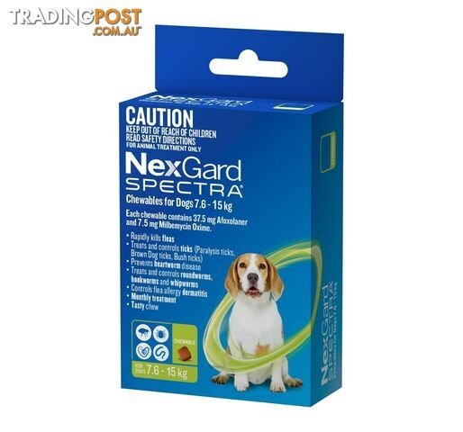 Nexgard Spectra For Dog's - 7.6 -15Kg (Green) - 1 Pack - 2306995