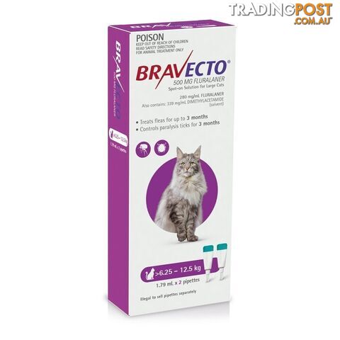 Bravecto Spot-On for Cats - 3 Month Protection - 6.25 to 12.5kg - 2415955