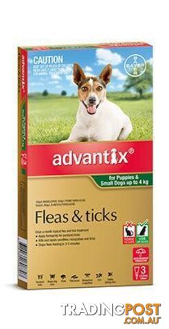 Advantix for Dogs up to 4kg (Green) - 3 Pack - 1890287