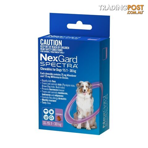 Nexgard Spectra For Dog's - 15.1-30Kg (Purple) - 6 Pack - 2307095