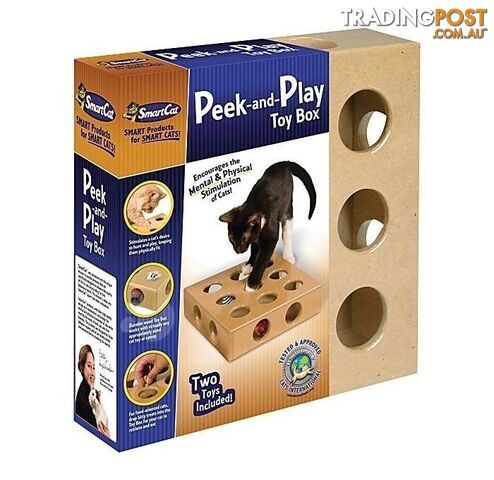 Smart Cat Original Peek-and-Play Interactive Cat Toy Box with Bonus Toys - 3841