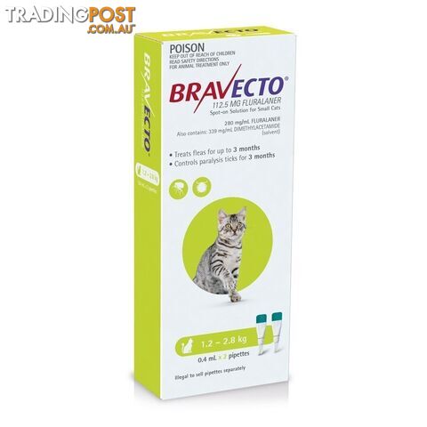 Bravecto Spot-On for Cats - 3 Month Protection - 1.2 to 2.8kg - 2415939
