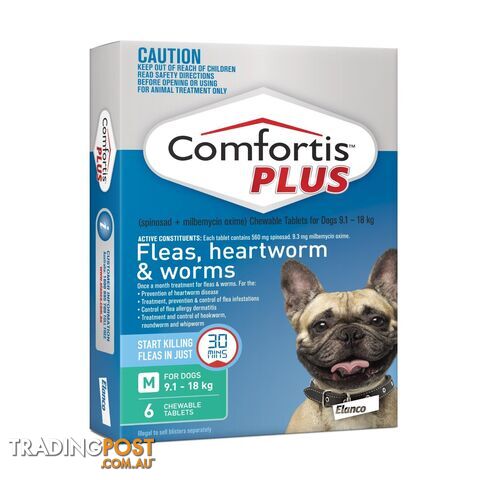 Comfortis Plus for Dogs - 6 Pack - 9.1 to 18kg (Green) - 2278524