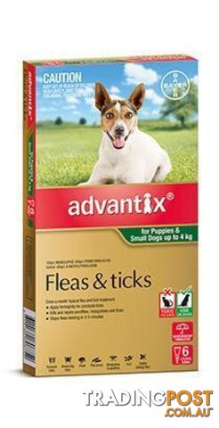 Advantix for Dogs up to 4kg (Green) - 6 Pack - 1890308
