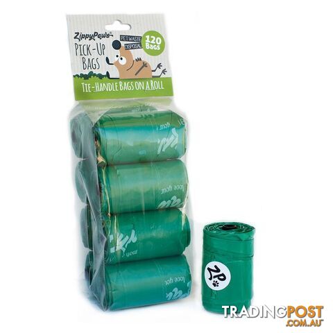 Zippy Paws Pet Waste Bags - Green 120 Bags - ZP310