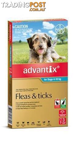 Advantix for Dogs 4kg to 10kg (Aqua) - 3 Pack - 1890316