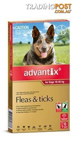 Advantix for Dogs 10kg to 25kg (Red) - 6 Pack - 1890341