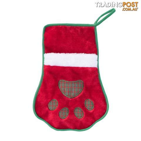 Zippy Paws Christmas Holiday Stocking - Red Paw - ZP677