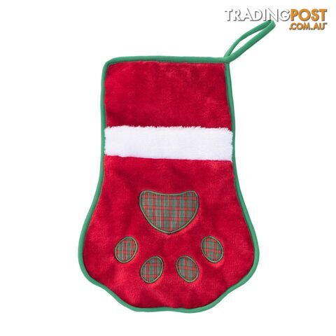 Zippy Paws Christmas Holiday Stocking - Red Paw - ZP677