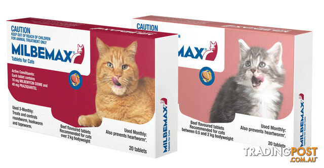 Milbemax for Cats 0.5kg to 2kg - 20 Pack - 1890885