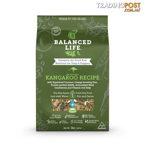 Balanced Life Kangaroo Air Dried Dog Food 1kg - BLKD1000