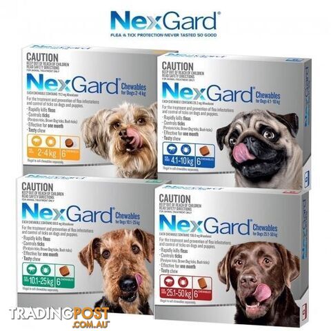 Nexgard Chew for Dog's - 10.1-25kg (Green) - 6 Pack - 2158258