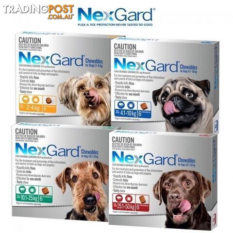 Nexgard Chew for Dog's - 25.1-50kg (Red) - 6 Pack - 2158266